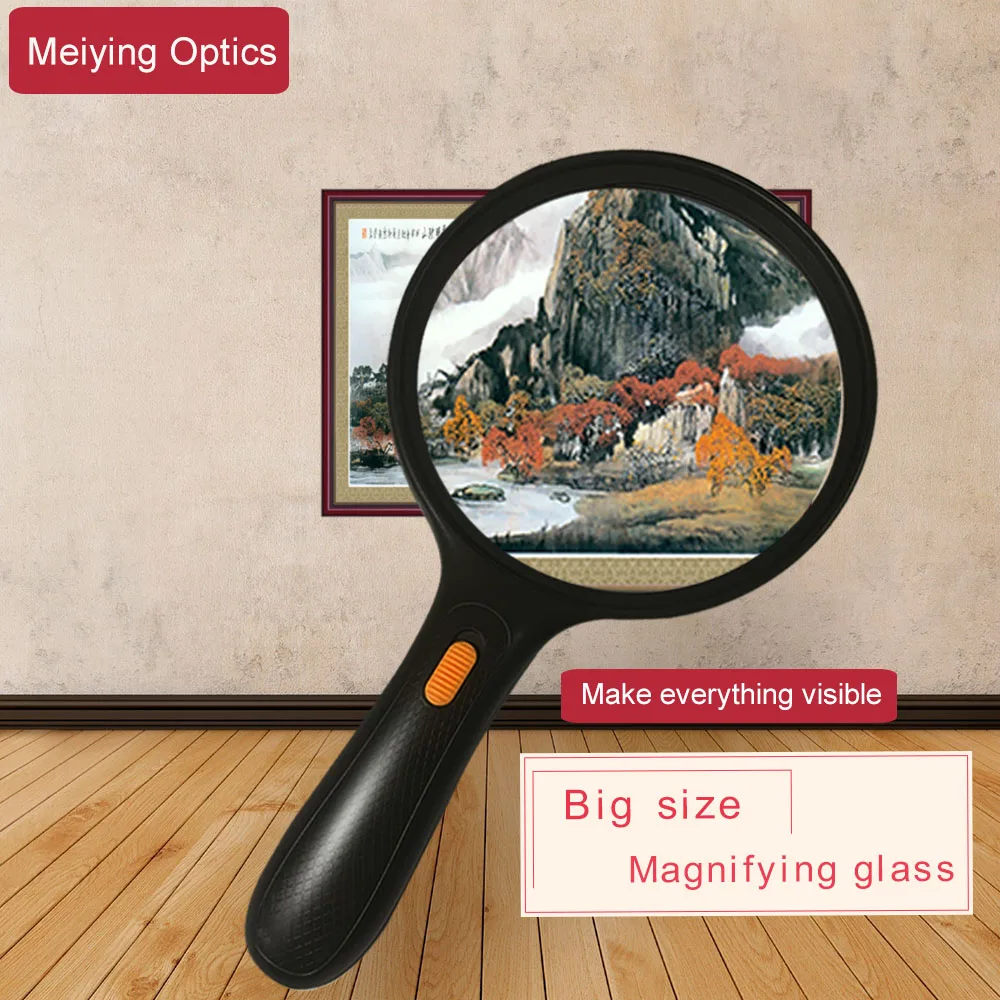 

Large Magnifying Glass 10X Handheld Reading Magnifier for Seniors & Kids - 138MM Real Glass Magnifying Lens for Observation