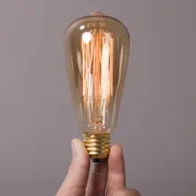 Подвесной светильник в стиле ретро ST64 40 Вт Винтаж Эдисон лампы E27 можно использовать энергосберегающую лампу или светодиодную лампочку) 220V Светодиодная лампа накаливания Праздничные огни для домашнего декора освещения