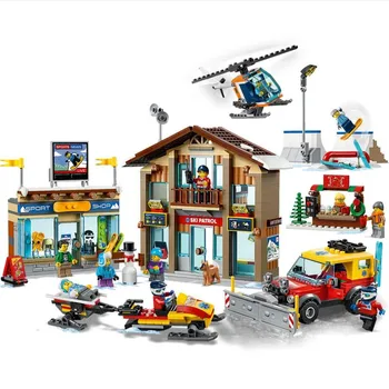 

New City Series Ski Resort Donut Shop Opening Lepining Building Block Bricks Toys for Children Christmas Gift with 60203 60233