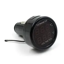 Car cigarette lighter type LED voltmeter thermometer double display 12V
