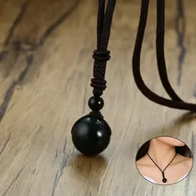 Vnox, винтажное ожерелье из натурального обсидиана для мужчин и женщин, с регулируемой длиной, веревочный ошейник, ювелирные изделия унисекс