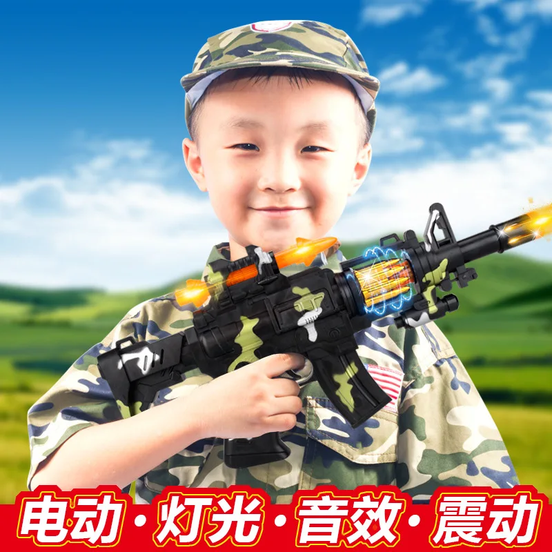 

Will Grab Children Toy Gun Boy Electric Model Pistol Submachine Gun Light Sound mi cai qiang Laser Gun Model