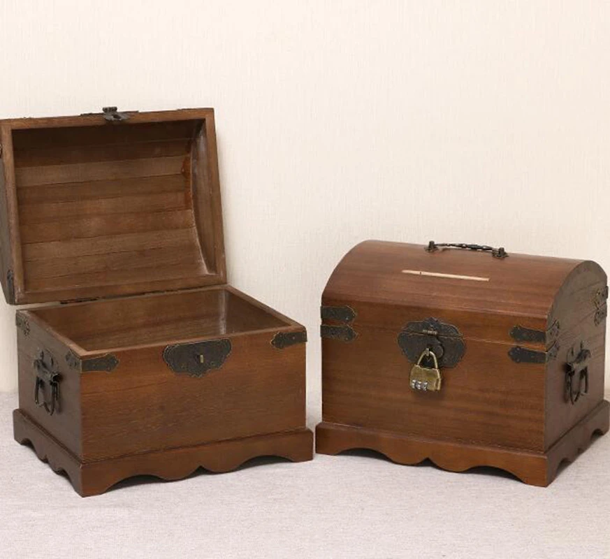 Alcancía de madera de alta calidad, Cofre del Tesoro con cerradura, de almacenamiento de seguridad, caja de dinero efectivo, ahorro de monedas, joyería, novedad de 2020|Cajas de dinero|