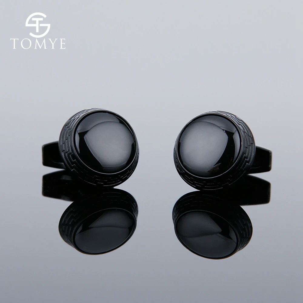 TOMYE мужские запонки нежные круглые матовые черные высококачественные простые Запонки запонки на заказ XK19S093 - Окраска металла: XK19S124