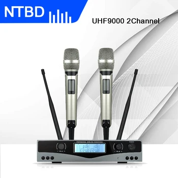 

NTBD Karaoke Stage Performance Hip Hop Home KTV UHF-9000 Professional Wireless Dual Microphone System 2 Channel 2 Handheld