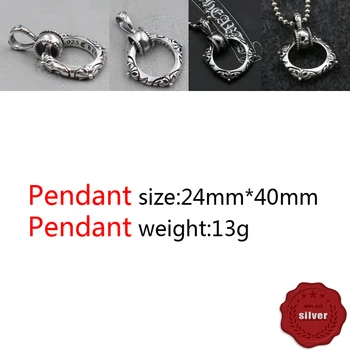 

P49 S925 Sterling Silver Pendant Personality Fashion Punk Street Dance Style Hip Hop Cross Circle Shape Jewelry Gifts for Lovers