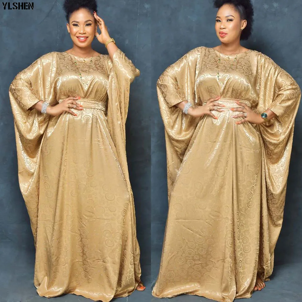 Long Maxi African Dress for Women 2020 Dashiki Satin Ankara Dresses Africa Traditional Boubou African Clothes Abaya Muslim Dress 07