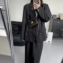 Chaqueta informal sin chaleco para mujer, traje de Color sólido con hebilla en la espalda, versión coreana, otoño, 2021