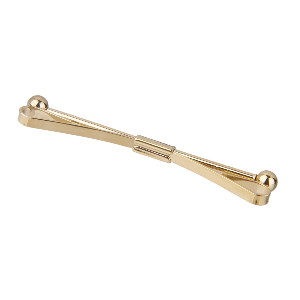 2Pcs Mens Gold Necktie Tie Clip Bar Clasp Cravat Pin Skinny Brooch Collar