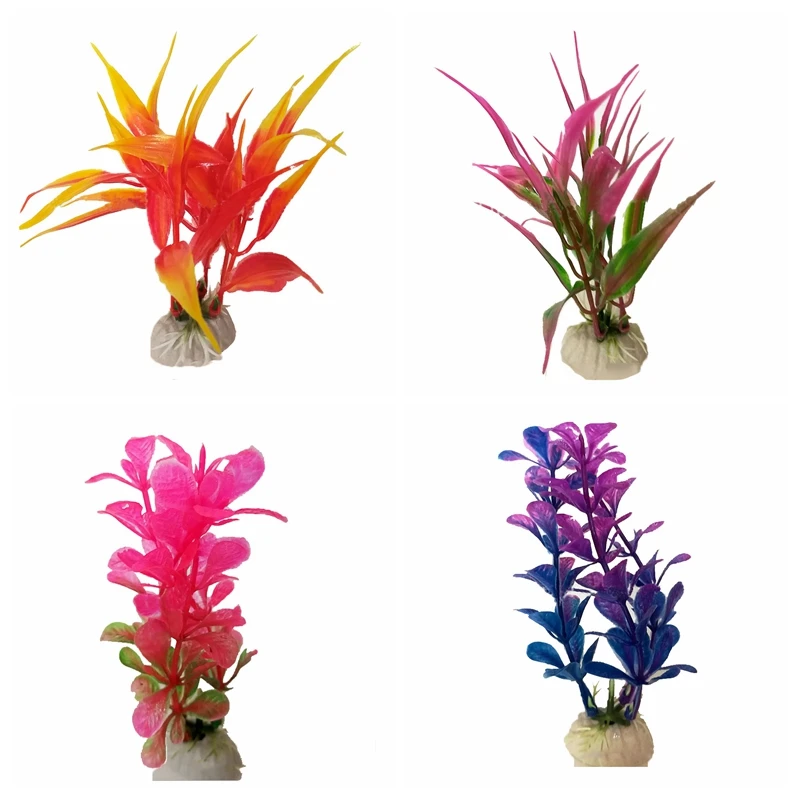 4pcs 1 1/2/4/12 шт аквариум искусственные пластмассовые растения Декор декорирования аквариума 1 шт Искусственные Украшения для аквариума - Цвет: 4pcs 1