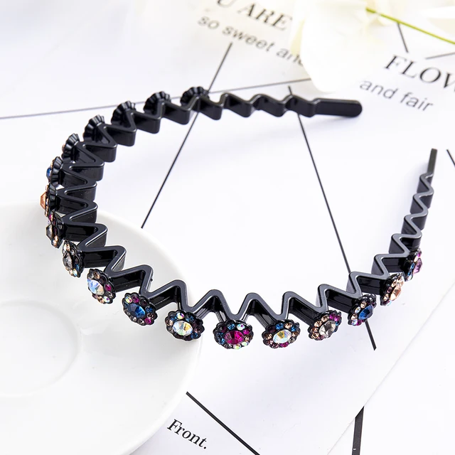 Fashion Pearl Non-Slip Rhinestone Hairbands Elastic Flower Women Hair Hoop Bands Headband Bezel Girls Hair Accessories Headdress big multicolour