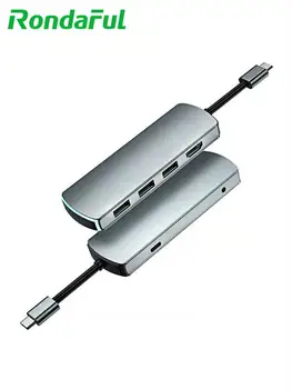 

USB C Hub 6-in-1 USB C to HDMI USB Power Delivery PD Charging Port for MacBook Pro USB C Devices