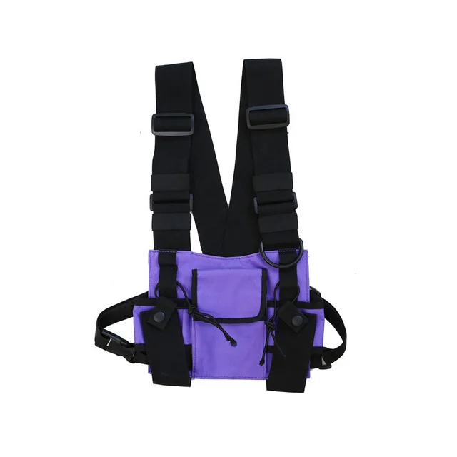 PGOLEGGY, модные сумки на пояс, сумки на плечо, нагрудная сумка в стиле хип-хоп, уличная Мужская функциональная Регулируемая сумка с карманами, жилет - Цвет: Purple Waist Pack
