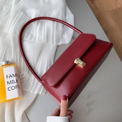 Модная сумка на плечо, шикарная сумочка-Багет для женщин, квадратная упаковка, маленькая посылка вечерние клатчи, дизайнерский кошелек, сумки, Bolsos Mujer - Цвет: wine red