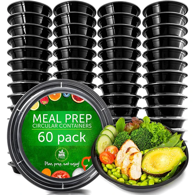 24 oz Round Food Containers Meal Prep BPA FREE Microwavable Reusable Salad  Bowl