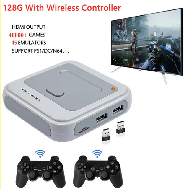 $51.99 SUPER CONSOLE X 2.4G Wireless Game Console 4K Retro Game Player Classic PS1 N64 30000 Games Support AV HD Wifi TV Console Box