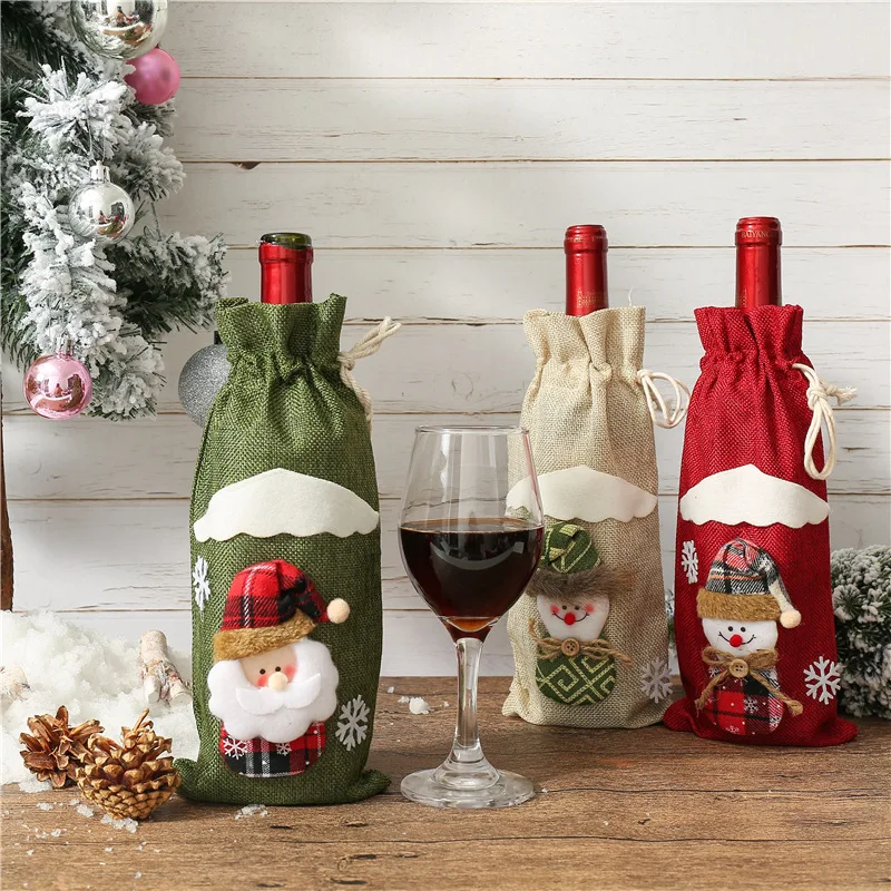 

FENGRISE Santa Claus Wine Bottle Cover Christmas Decorations For Home 2019 Christmas Stocking Gift Navidad New Year's Decor 2020