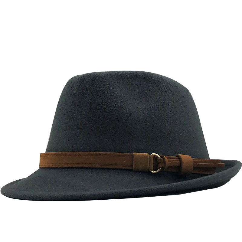 wide brim fedora New Wool Women Men Fedora Hat For Winter Autumn Elegant Lady Gangster Trilby Felt Homburg Church Jazz Hat 55-58CM adjustable goorin bros fedora