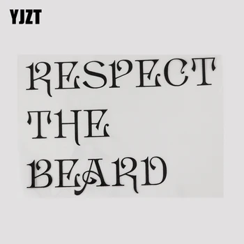 

YJZT 15.5CM*12.4CM RESPECT THE BEARD Car Sticker Funny Words Vinyl Decal And Humorous 13D-0155