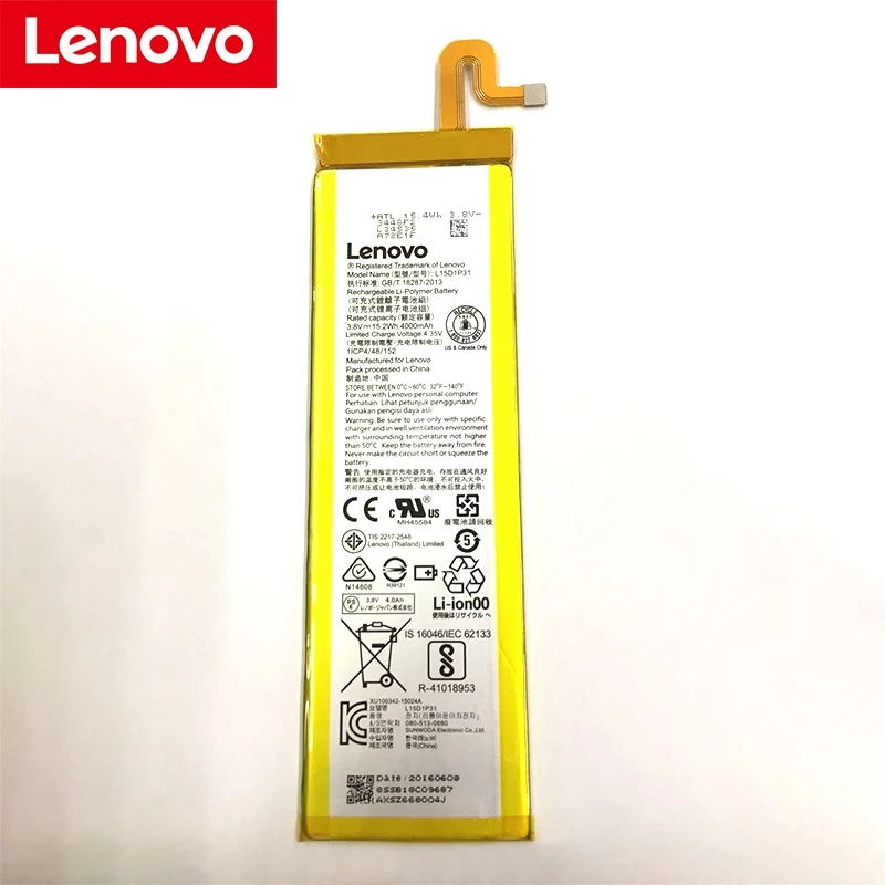 Lenovo новый оригинальный 4000 mAh L15D1P31 аккумулятор для lenovo PB1 770N 770M высокого качества +