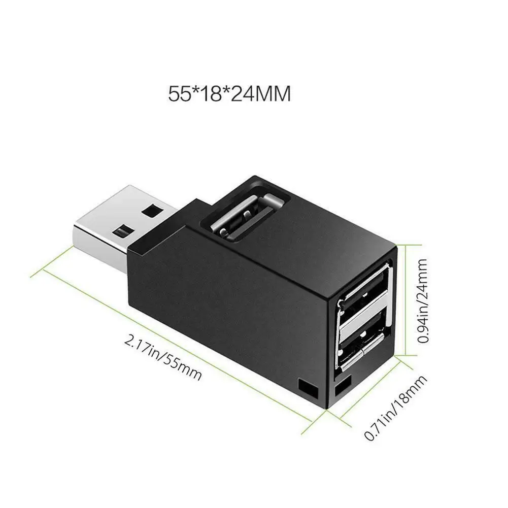 3 шт. Мини 3 порта usb-хаб высокоскоростной передачи данных сплиттер коробка адаптер для ноутбука GDeals - Цвет: Black USB2.0