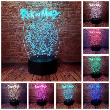 

Flashing Model 3D Kids Nightlight LED 7 Colors Changing Sleeping Light Rick and Morty Anime action & toy figures