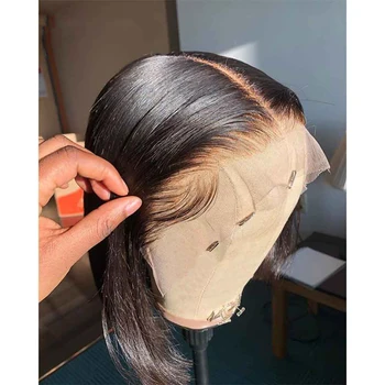 

Human Hair Lace Wigs with Baby Hair Short Bob Straight 5*5 PU Silk Base Wig Natural Hairline Bleached Knots Large Cap