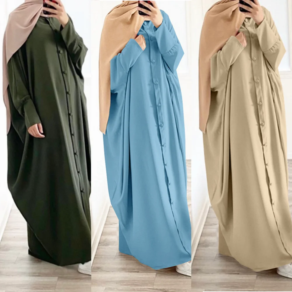 

Turkey Arab Women Dubai Abaya Hijab Dress Muslim Abaya Elegant Pure Color Long Muslim Abayas femme Modest Wear Clothing EID Robe