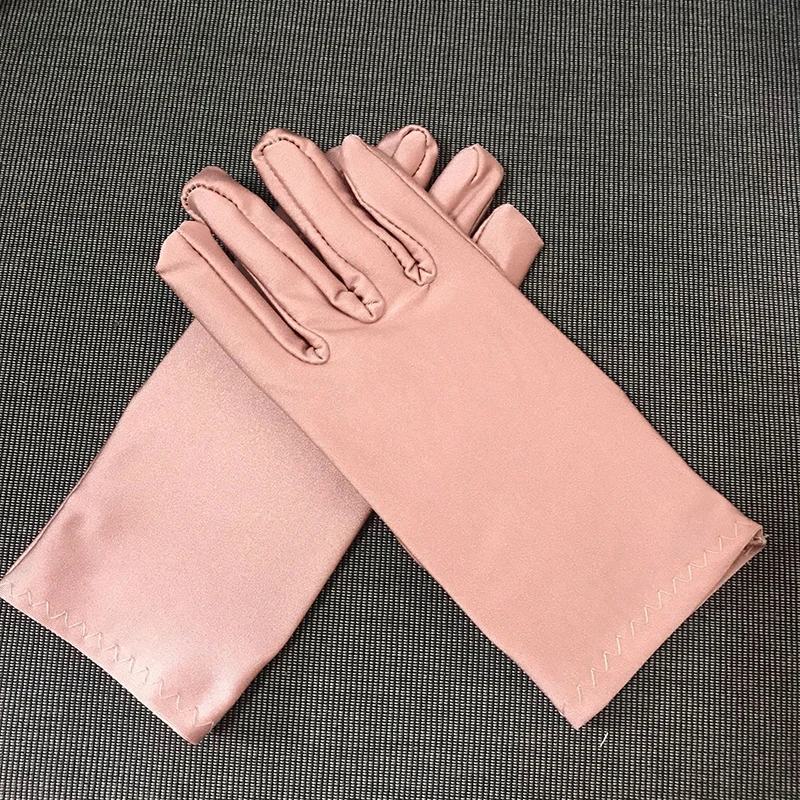 Wo мужские однотонные белые перчатки для выступлений, короткие перчатки для официантов, белые, черные, красные, серые, Бежевые мужские манеры, парадные перчатки для мужчин - Цвет: dark pink