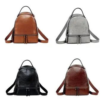 

Fashion Women PU Leather Backpack Travel Daypack Girls Student Shoulder School Bag Lady Casual Solid Color Bookbag Rucksack