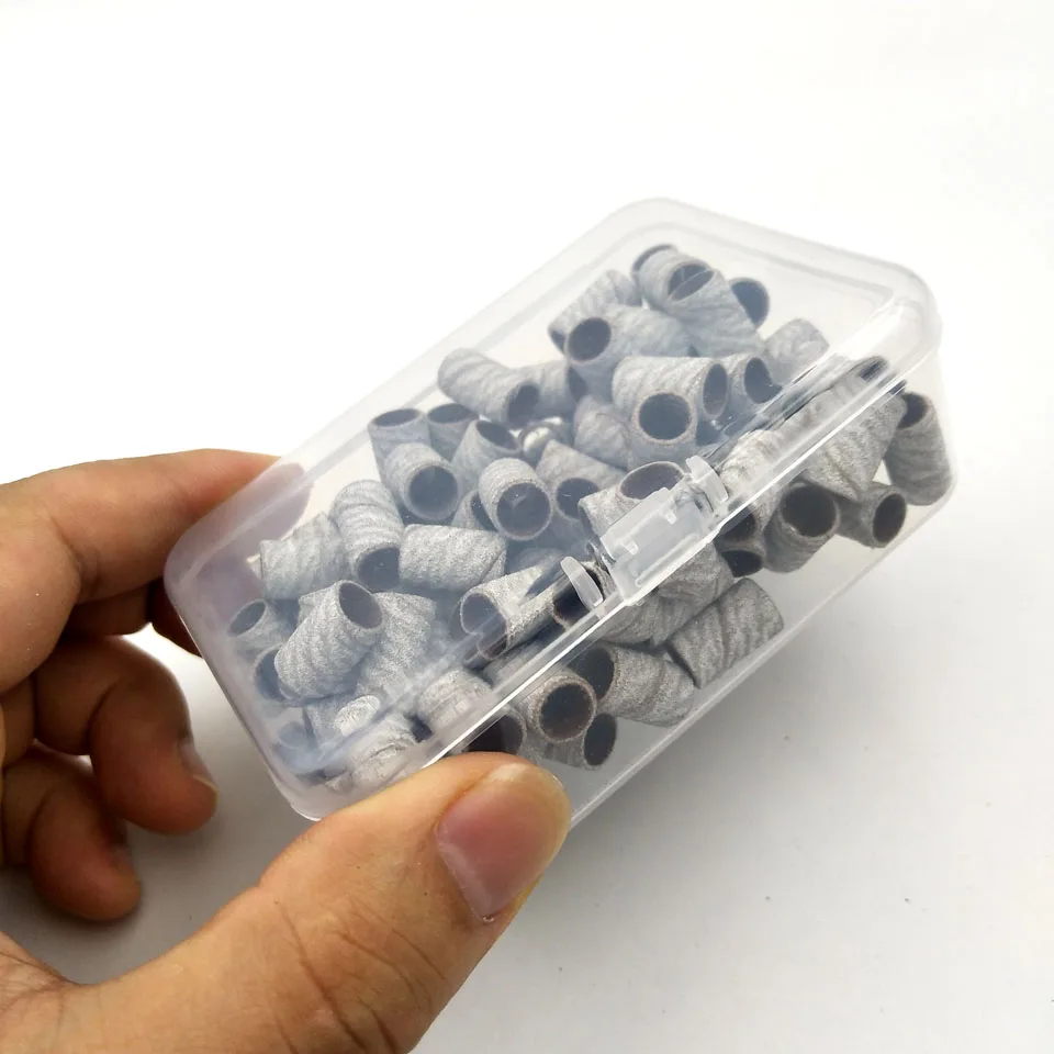 HYTOOS 100Pcs/Box Sanding Bands Without Mandrel Electric Nail Drill Accessories Nail Care Polishing
