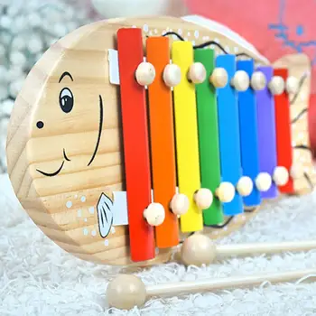 

Fish Shape 8 Keys Xylophone Percussion Hand Knock Piano Children Musical Toy New