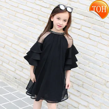 

Teenager Ruffle Sleeves Chiffon Dresses for girls clothing age68 10 12 14 16Year New Big Girls party dress Children vestido