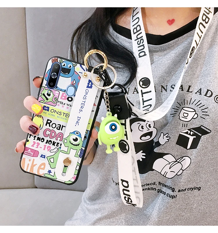 Чехол SAM S10 с мультяшным ремешком на запястье авокадо для телефона samsung Galaxy S10 plus S9 S9P S8 Note 8/9 милый чехол-держатель+ игрушка+ ремешок - Цвет: As shown in