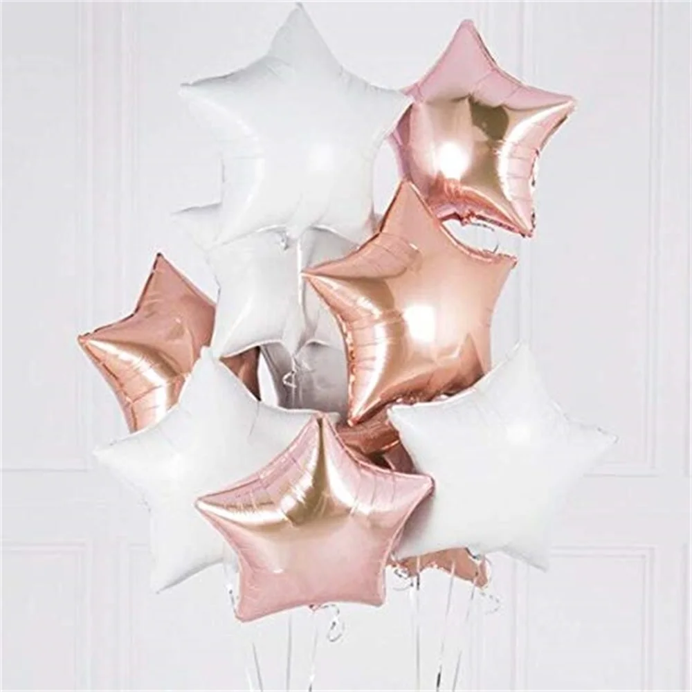 12 шт. детский душ 18 дюймов Розовый Белый Звездные гелиевые фольгированные шары для свадебной вечеринки воздушный шар украшение детский день рождения воздушный шар