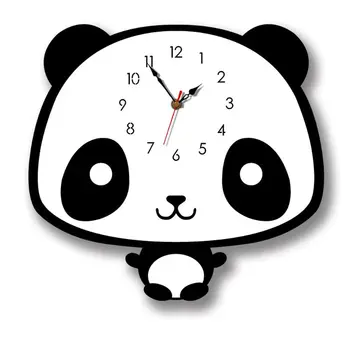 

Lovely Animal Panda Wall Clock Silent Acrylic Swing Clock for Home Room Ornament Y5GB