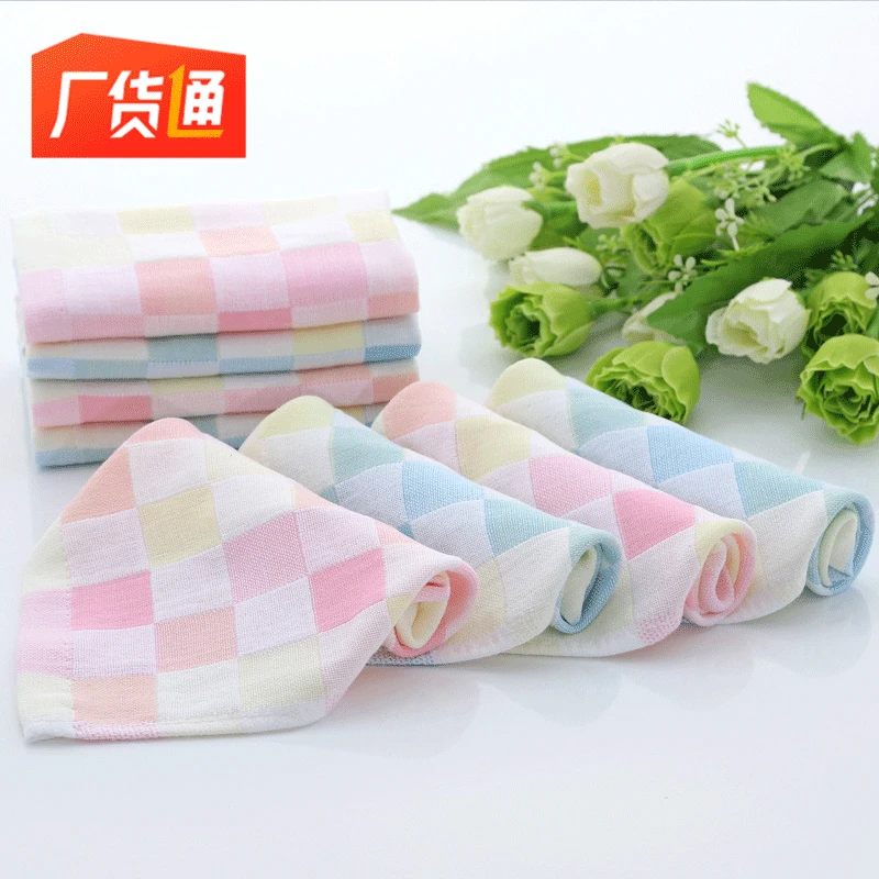 

[Factory Goods] 100% Cotton Gauze Kerchief Encryption Pure Cotton Small Tower Kindergarten Hand Towel Small Bibs