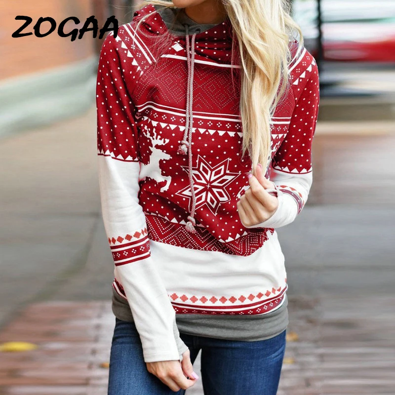 Womens Christmas Xmas Hoodies Pullover Top Long Sleeve Casual Women Hoodies Pullover 2019 New Autumn Winter Loose Female Hoodies