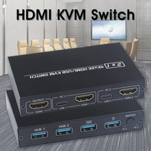 Aliexpress - KVM Switch 2 Ports for 2 Computers Share One Monitor, Keyboard, Mouse, Printer, 4K@30Hz 2X1 HDMI-compatible USB KVM Switches