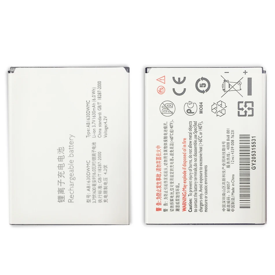 Батарея для PHILIPS S307 W536 AB1630DWMT 1630 мАч протестирована на замену|Аккумуляторы