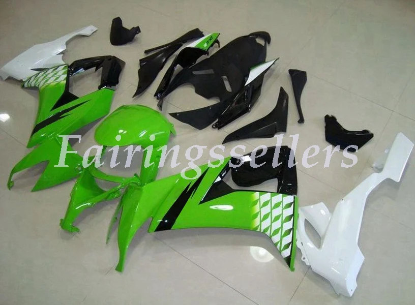 Литье под давлением мотоцикл ABS Обтекатели комплект подходит для kawasaki Ninja ZX-10R ZX10R 2008 2009 2010 08 09 10 черный зеленый белый - Цвет: Black green white