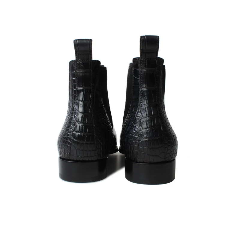 VIKEDUO Echtes Krokodil Leder Stiefeletten feur myanner клетчатая патина Karree Handgemachte Mans Schuhe зимняя Челси Zapatos