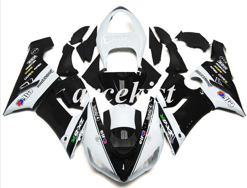 ABS мотоцикл обтекатели комплект подходит для kawasaki Ninja ZX6R 636 2005 2006 05 06 6R ZX-6R Кузов Набор на заказ белый черный