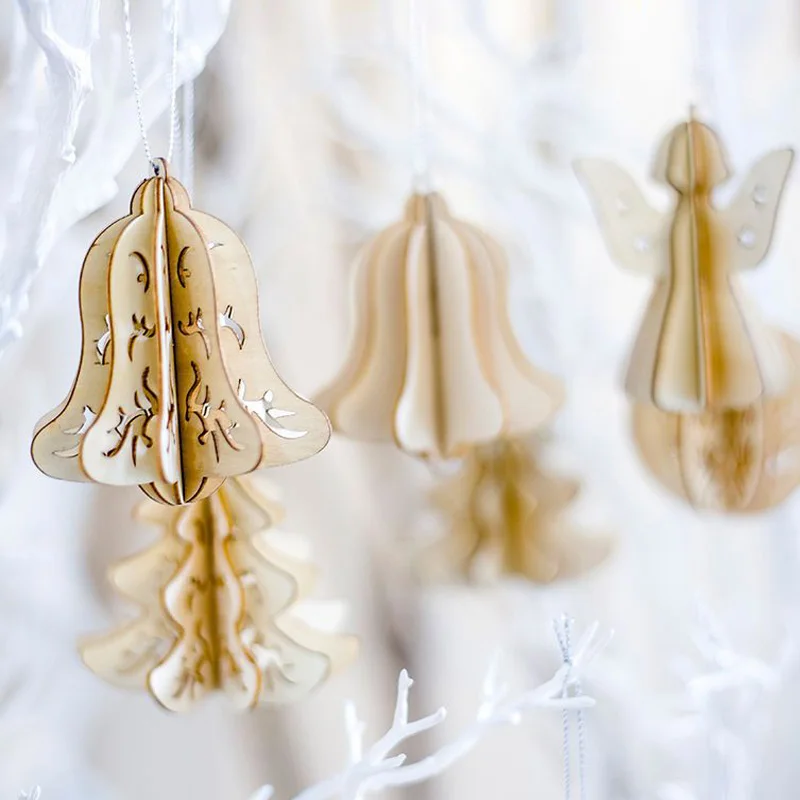 5Pcs Wooden Splicing Christmas Hanging Pendants Christmas Party Home Decoration Handicraft Gifts Xmas Tree Hollow Wood Ornaments 5Pcs Wooden Splicing Christmas Hanging Pendants Christmas Party Home Decoration Handicraft Gifts Xmas Tree Hollow Wood Ornaments