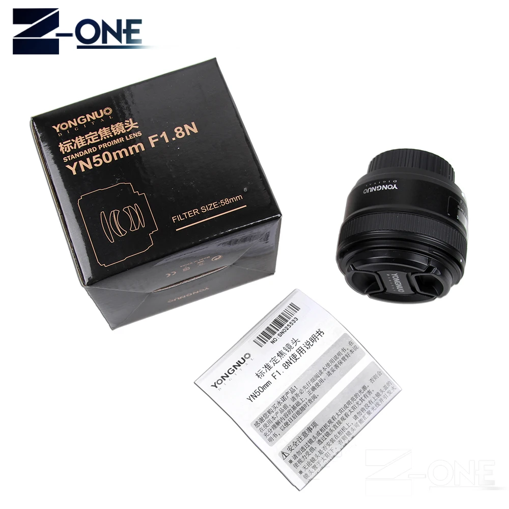Объектив YONGNUO YN50mm F1.8 с большой диафрагмой для объектива с автофокусом Nikon D800 D300 D700 D3200 D3300 D5100 D5200 D5300 DSLR