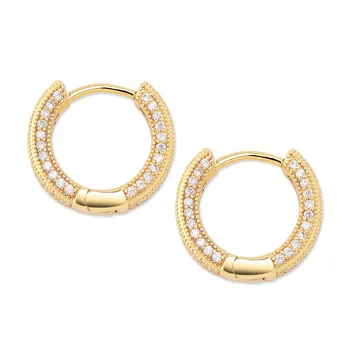 

OMYFUN Classical Hoop Earrings Shining CZ Iced Paved Hoop Ear Bijoux Women Men Hoop Earrings Aretes De Moda HIPHOP Jewelry E110