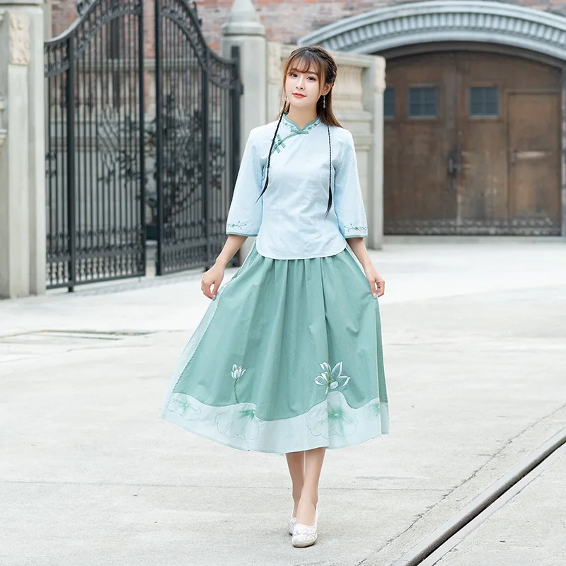 

Spring New Style Mixed Colors Ethnic-Style Skirt Lotus Skirt WOMEN'S Dress