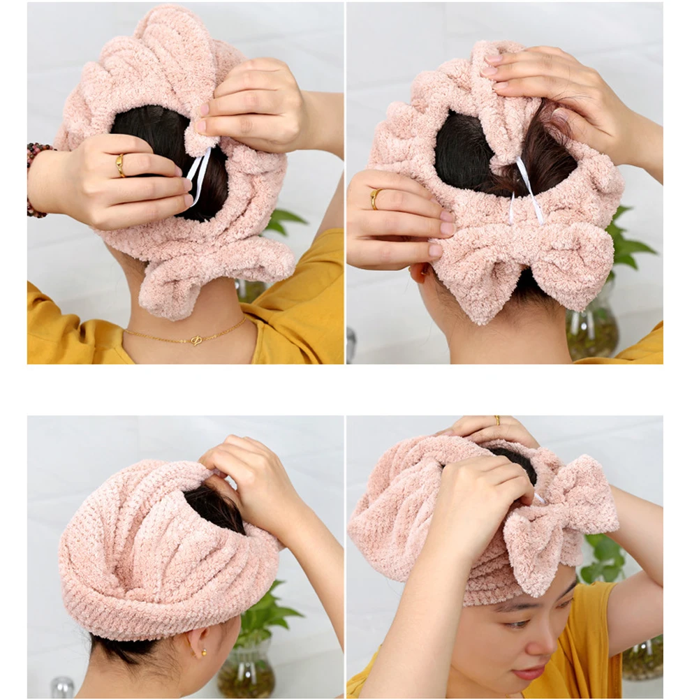 Microfiber Bath Towel Hair Dry Quick Drying Lady Bath towel soft shower cap hat for lady man Turban Head Wrap Bathing Tools
