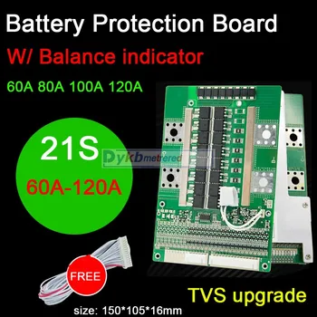 

21S 60A 80A 100A 120A Li-ion Lipo 3.7V Lithium Battery Protection Board BMS W balance indicator FOR motorcycle Discharge