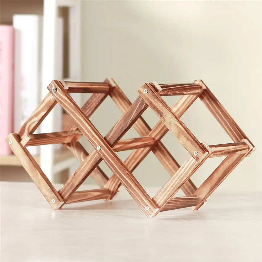 Деревянная полка для красного вина 3 держателя бутылок витрины складная